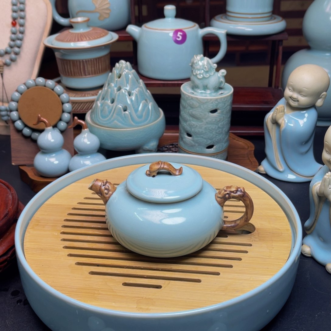 【闪购商品】摆件陶汝州单壶，壶，壶，杯