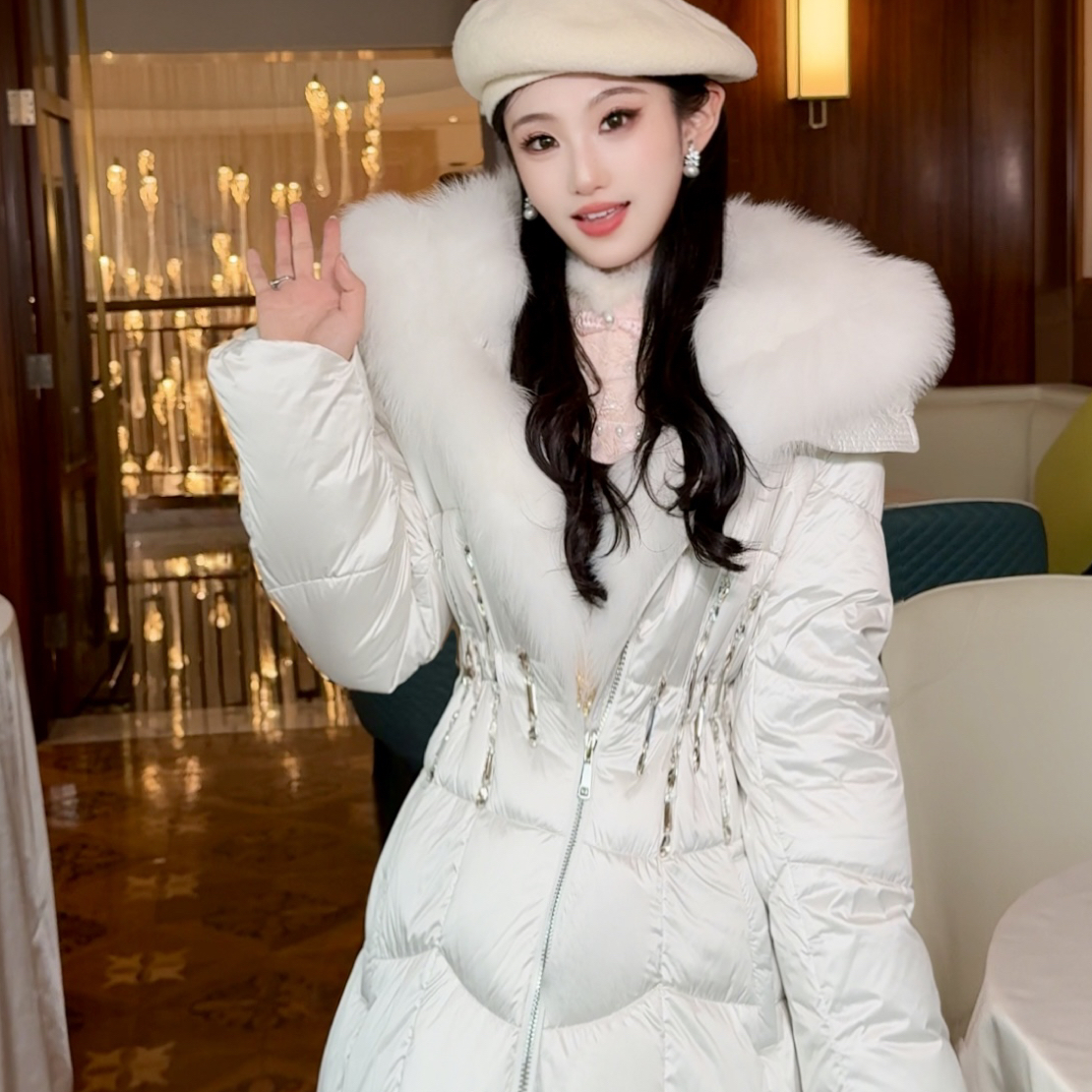 【媛珠 高干贵女】重工高端大狐狸毛领贵气收腰显瘦鹅绒服长款保暖