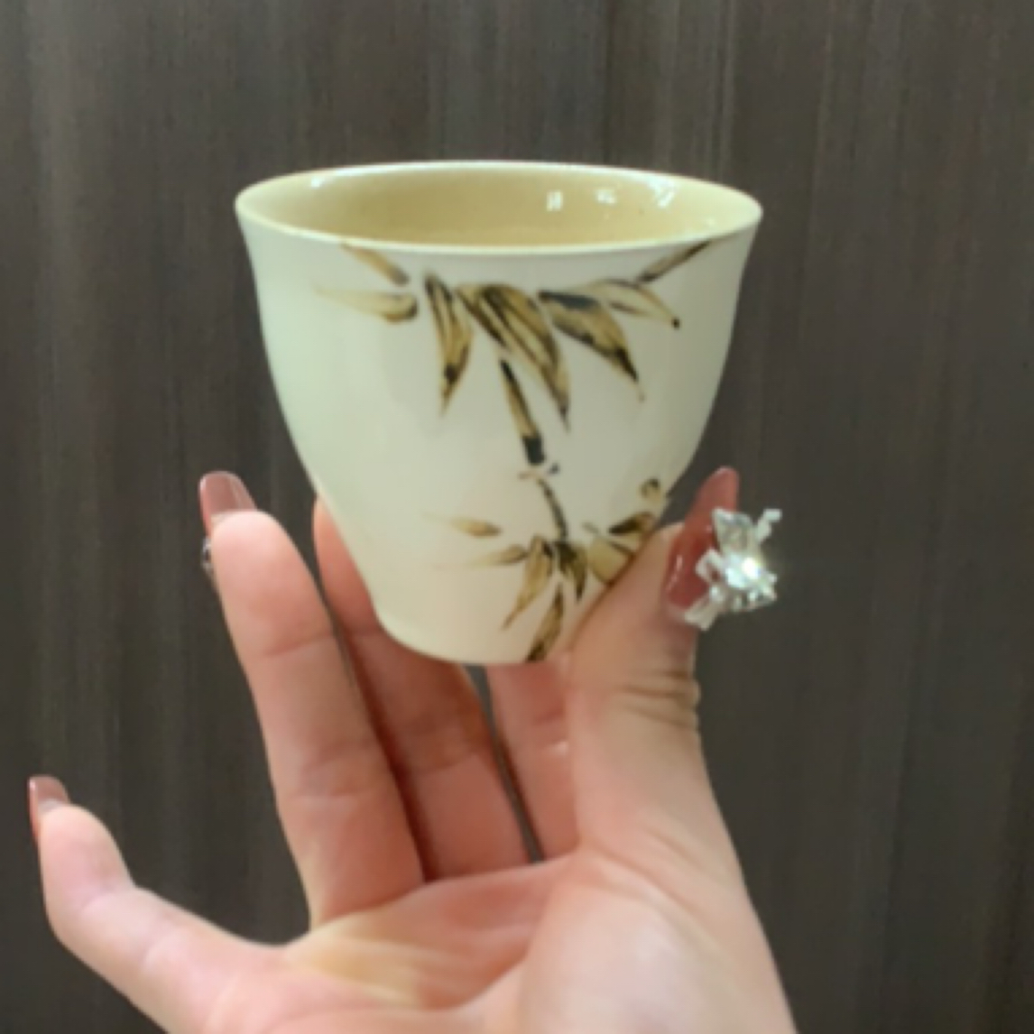 磁州窑手工手绘白化妆土主人杯口径7高6.5