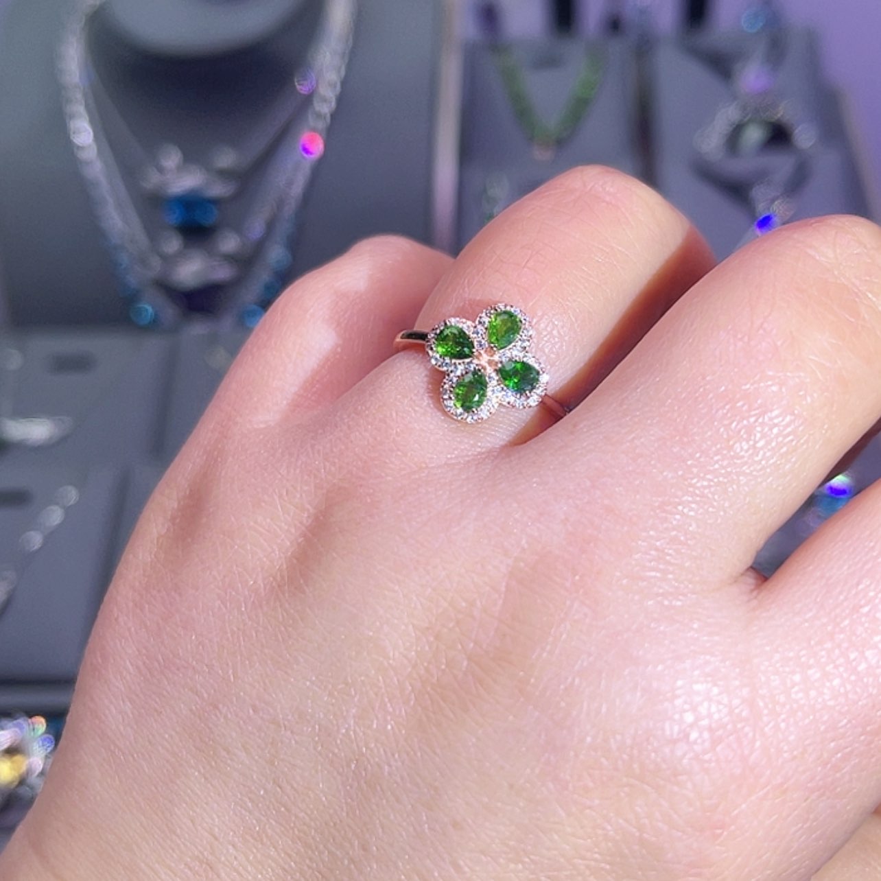 【闪购商品】透辉石戒指银S925镶嵌