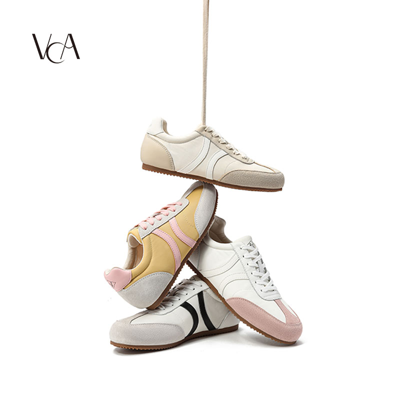VCA阿甘鞋女鞋2025新款时尚德训鞋百搭真皮复古潮流经典低帮系带