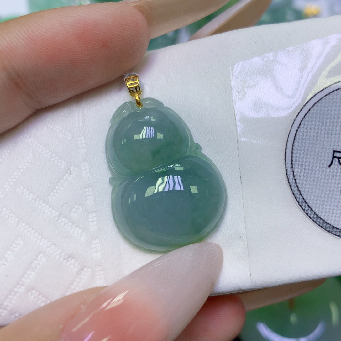 翡翠18K金镶嵌颈饰天然缅甸翡翠a货百元以上9元证书费自理