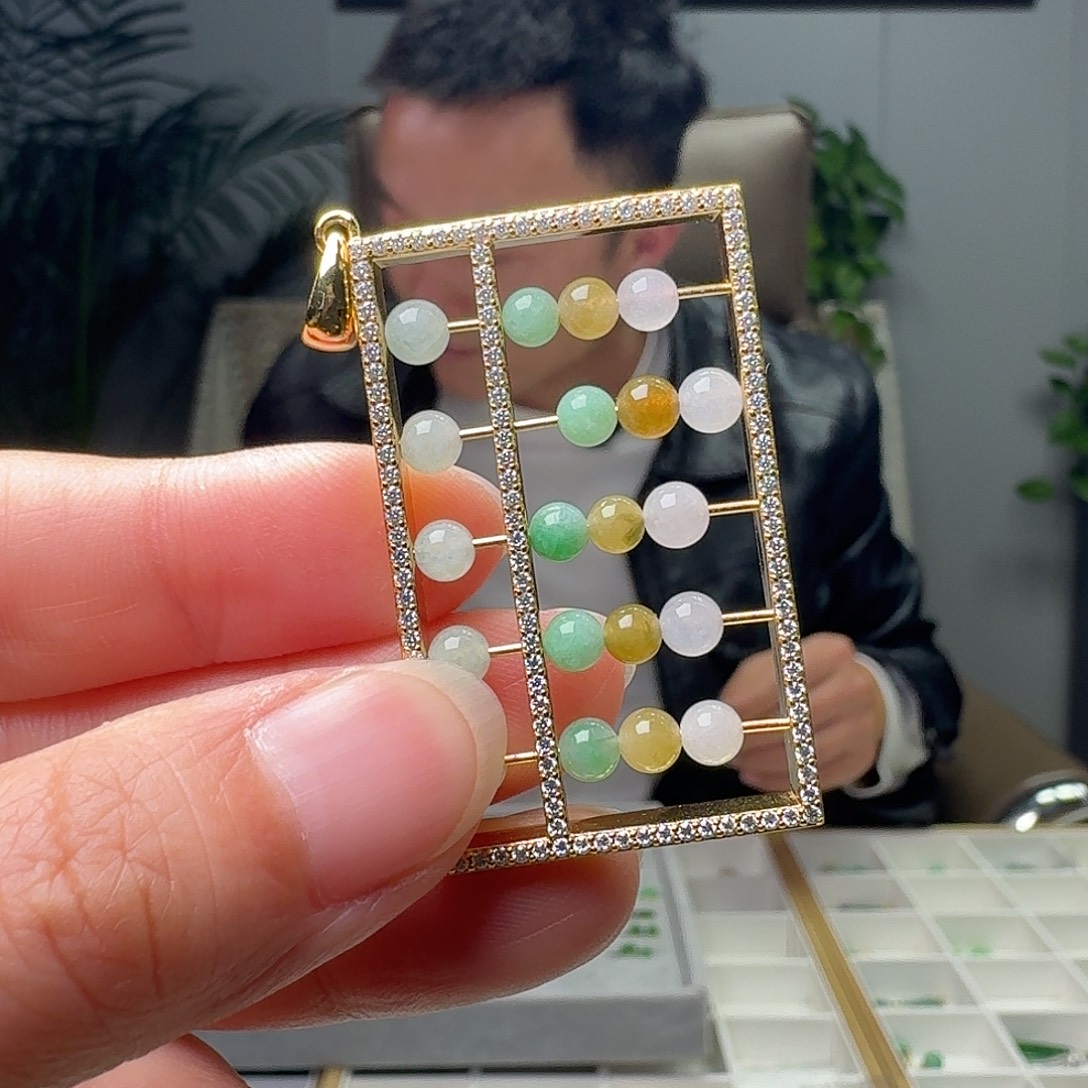 翡翠银S925镶嵌吊坠(不含链)天然