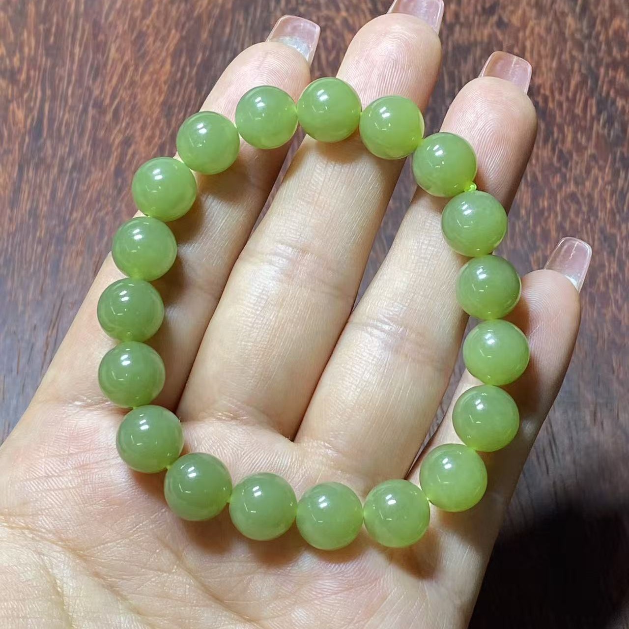 和田玉手工圆珠手串