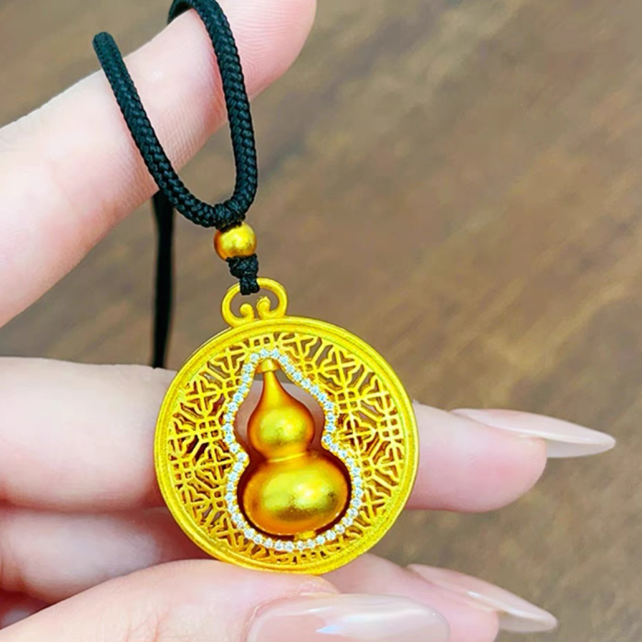 中式点钻罗盘转动葫芦项链高级感复古女首饰