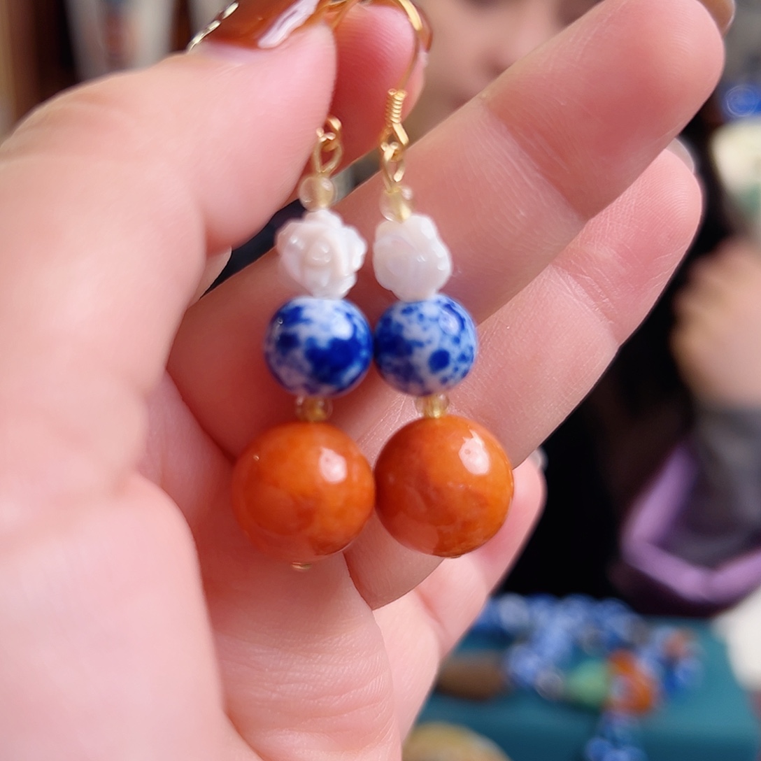 翡翠未镶嵌挂件耳环