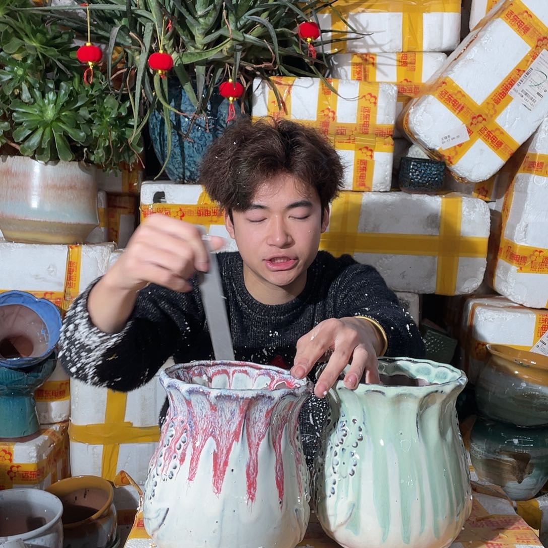 无铅玻璃宜兴紫砂花盆