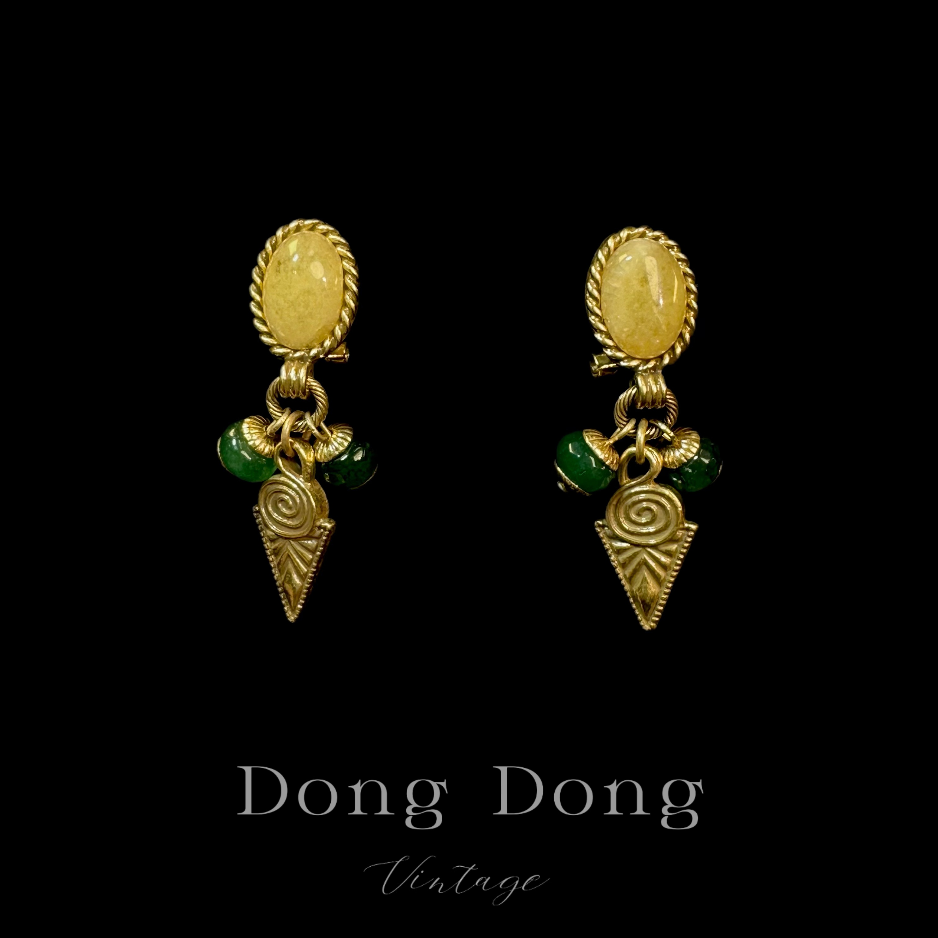 铜合金耳饰 铜合金中古重工耳饰【3498】中古收藏