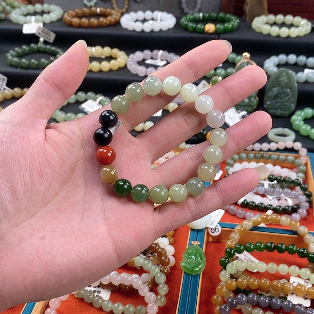 和田玉手串未镶嵌卡10福利多宝