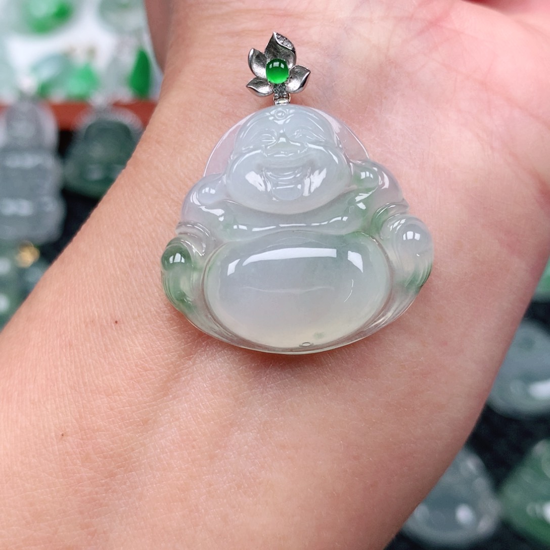 翡翠吊坠(不含链)18K金镶嵌