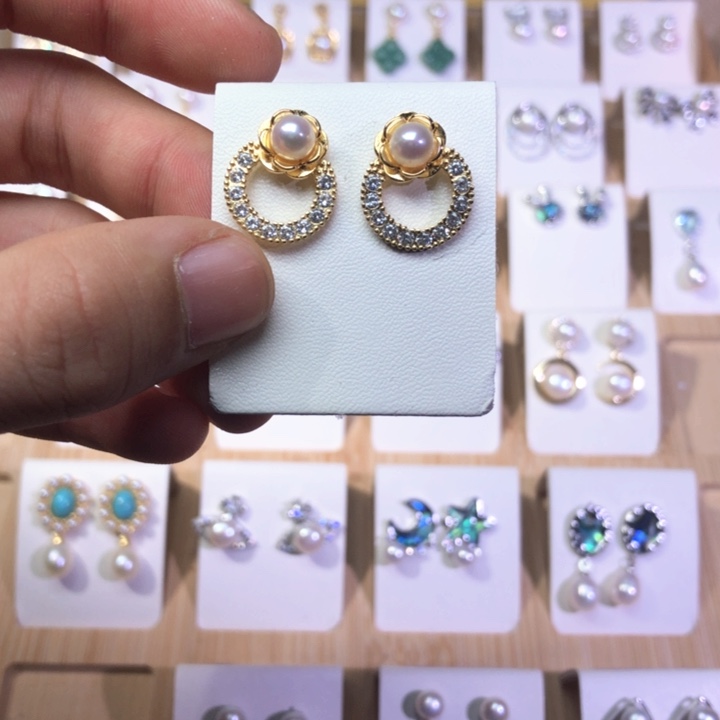 淡水珍珠耳饰银S925镶嵌