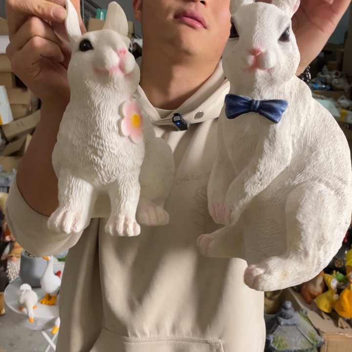 【闪购商品】陶瓷摆件白色兔子一对摆件