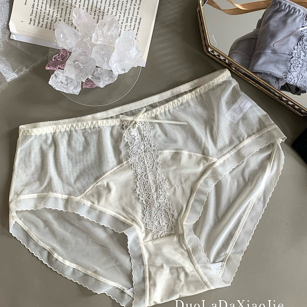 （3条装）110～150斤微胖女生大版蕾丝内裤性感纯欲网纱三角裤270023