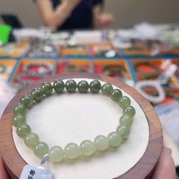 和田玉未镶嵌手串A35卡8