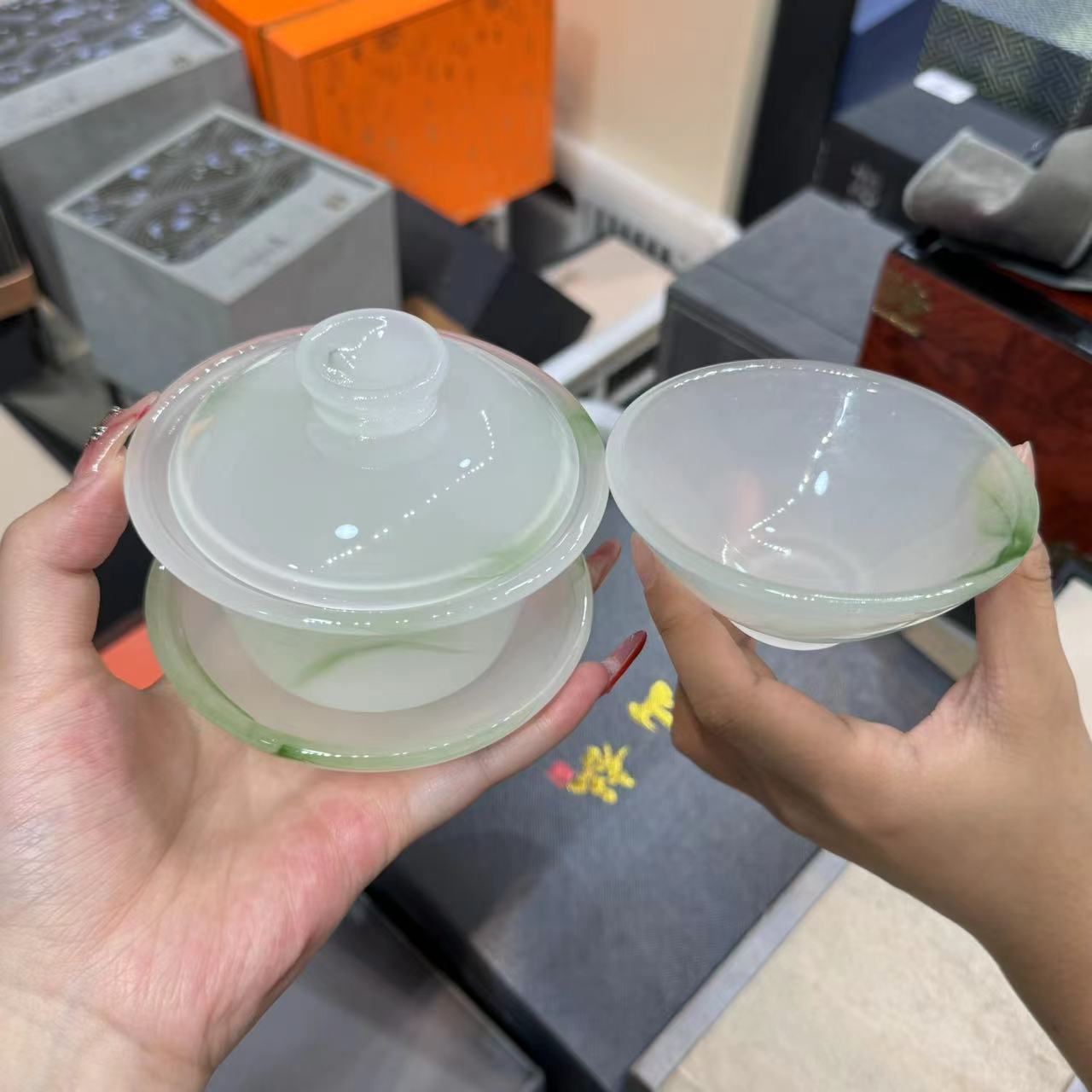 【闪购商品】绿琉璃三才盖碗加斗笠主人杯  3522+3523