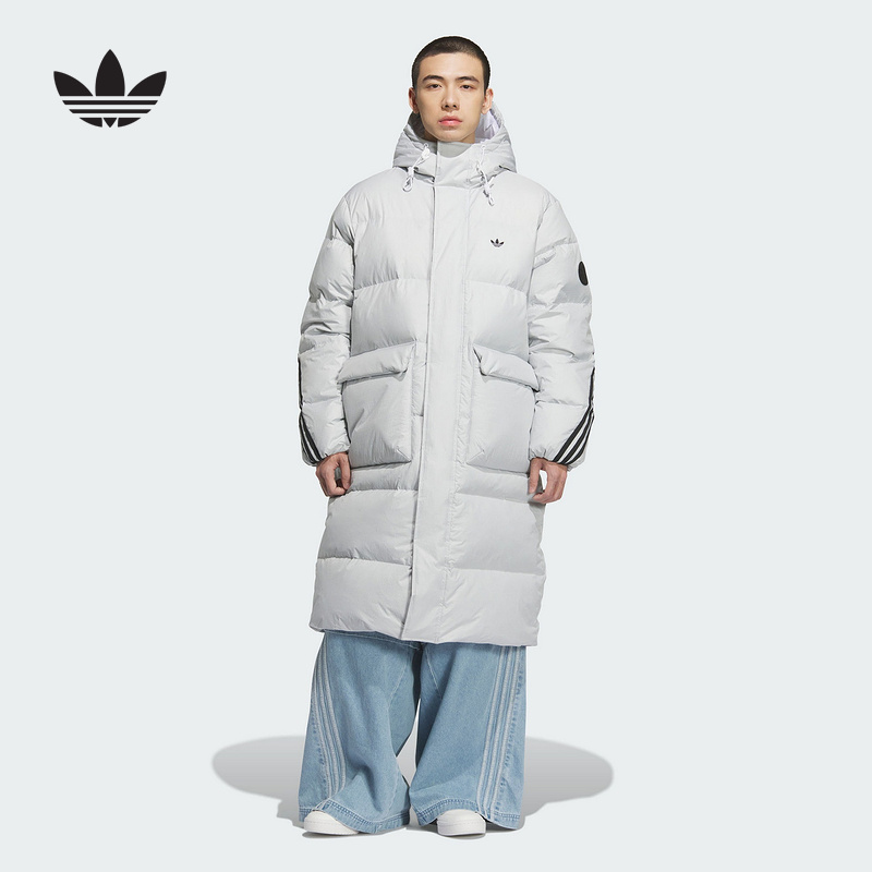 adidas/阿迪达斯2025冬中性保暖长款运动鸭绒连帽羽绒服 KC2566