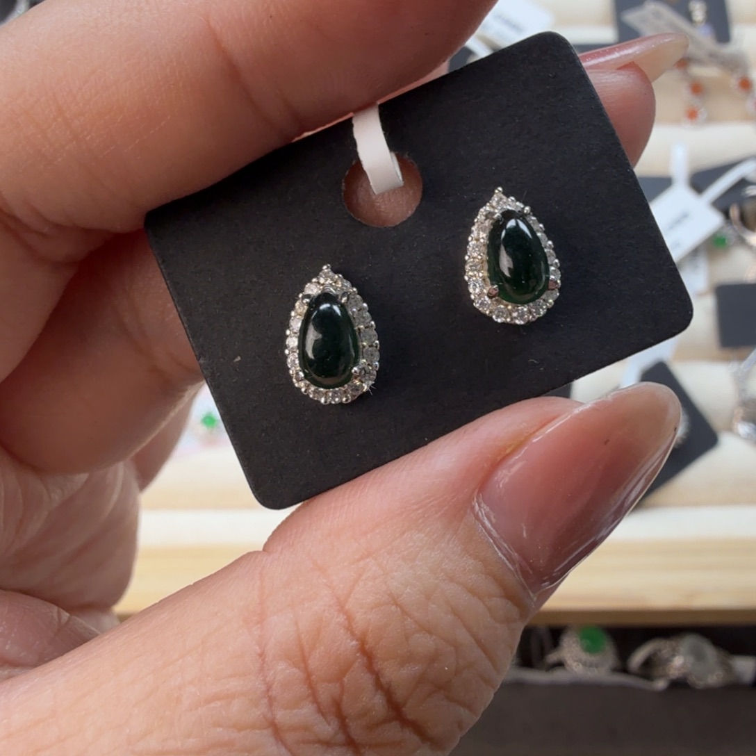 翡翠银S925镶嵌戒指8038