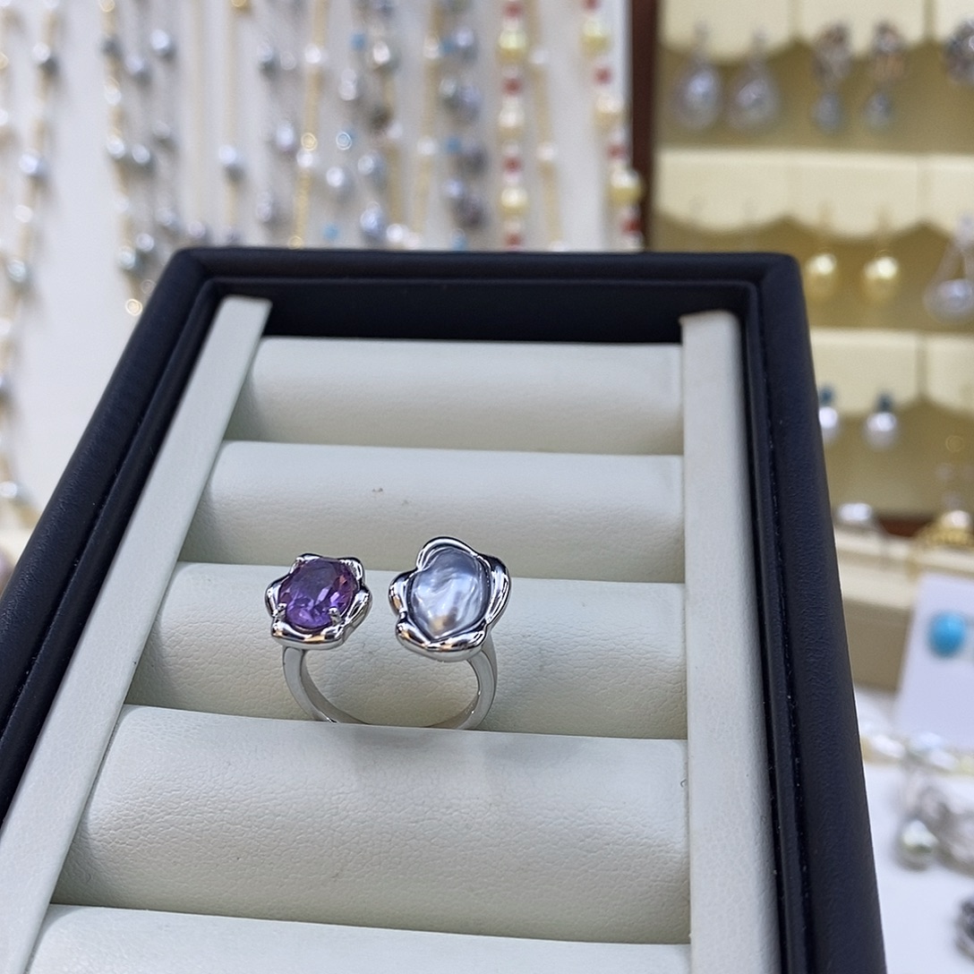 ****M海水珍珠银S925镶嵌戒圈