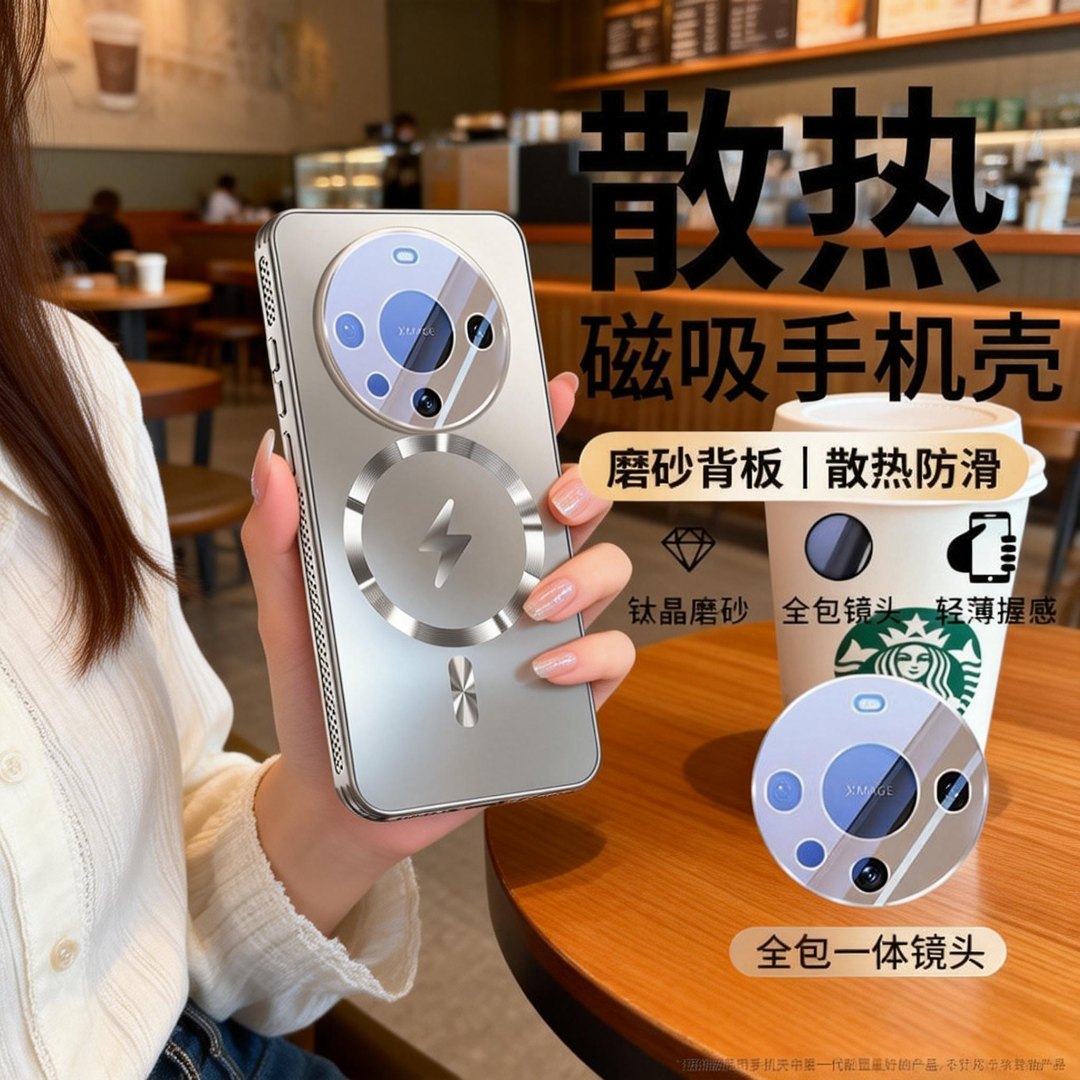 适用华为Mate60Pro新款手机壳Magsafemate70全包镜头防摔Pro+散热