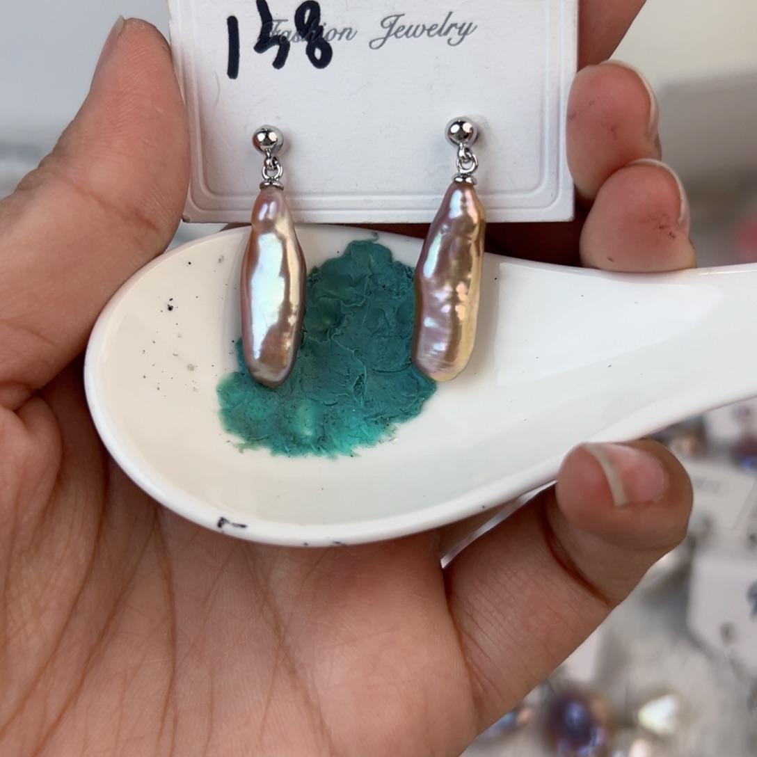 淡水珍珠耳饰银S925镶嵌