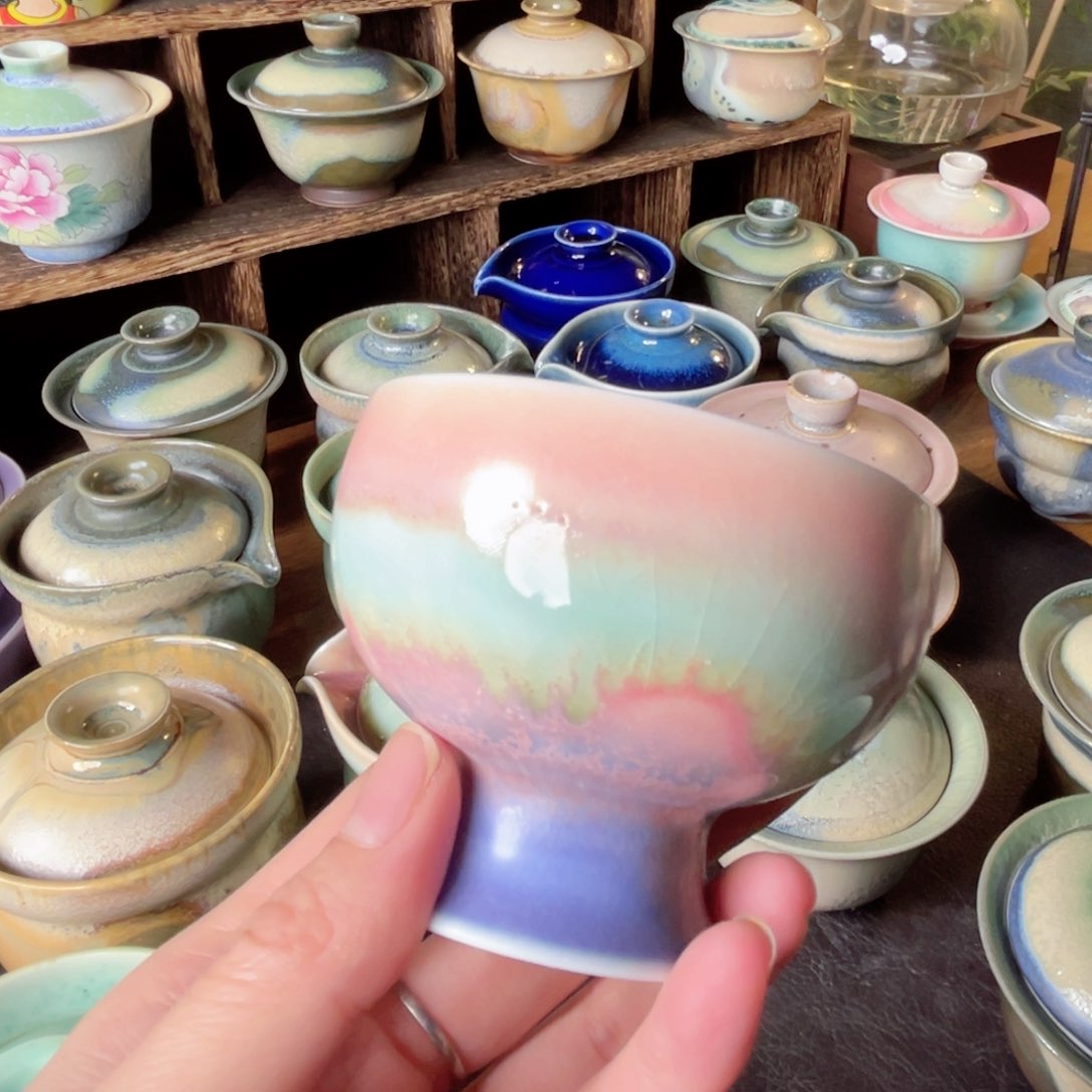 瓷片纯手工柴烧茶器手作