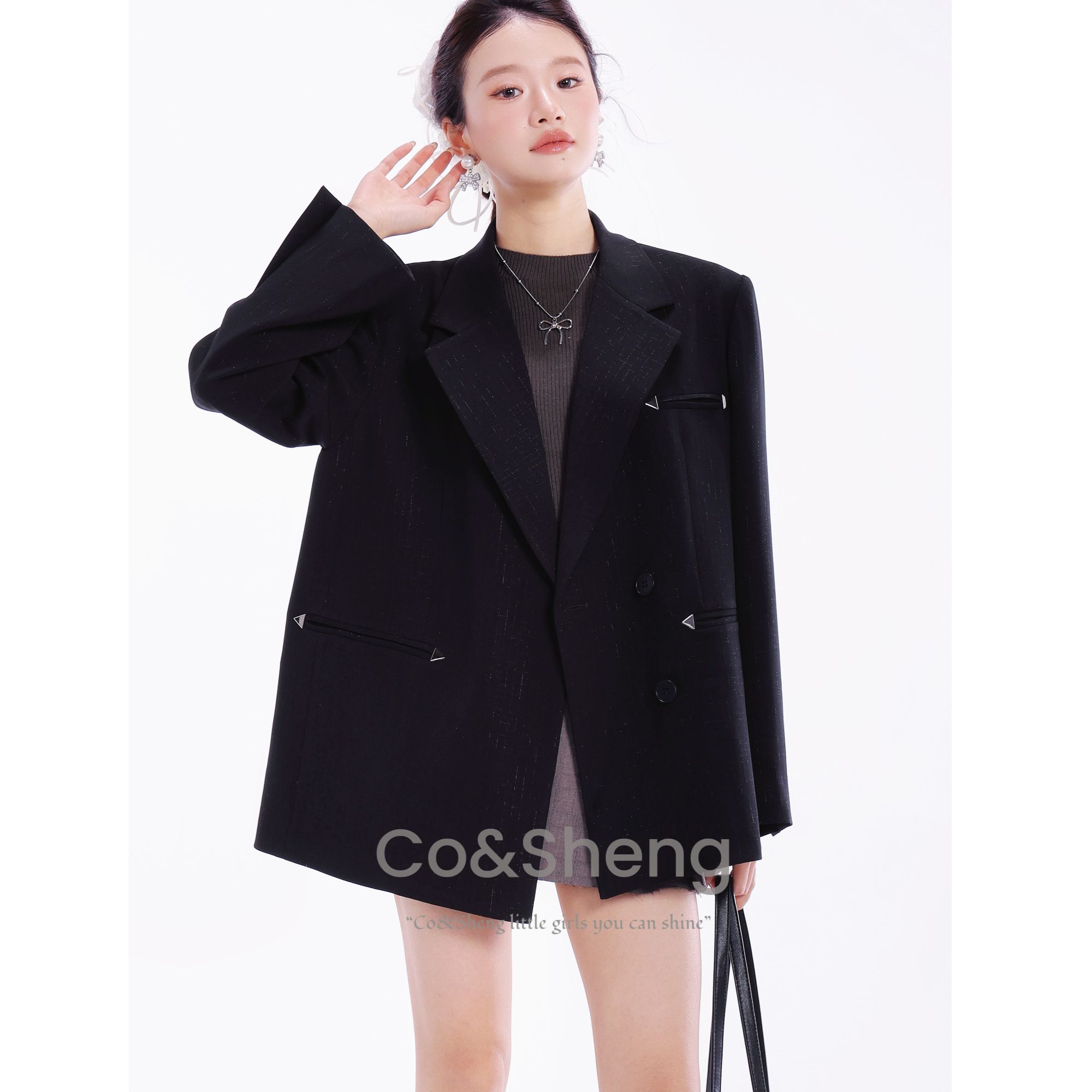 co&sheng小个子定制春款西装垂顺时尚百搭气质枪驳领平顺自然
