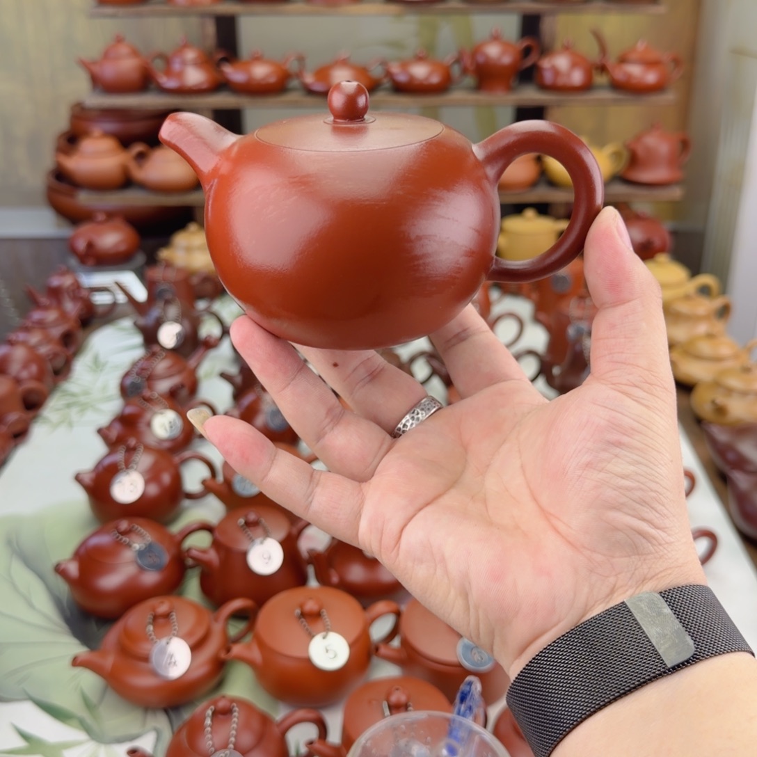古***_紫砂茶壶360cc大红袍内嵌苹果壶