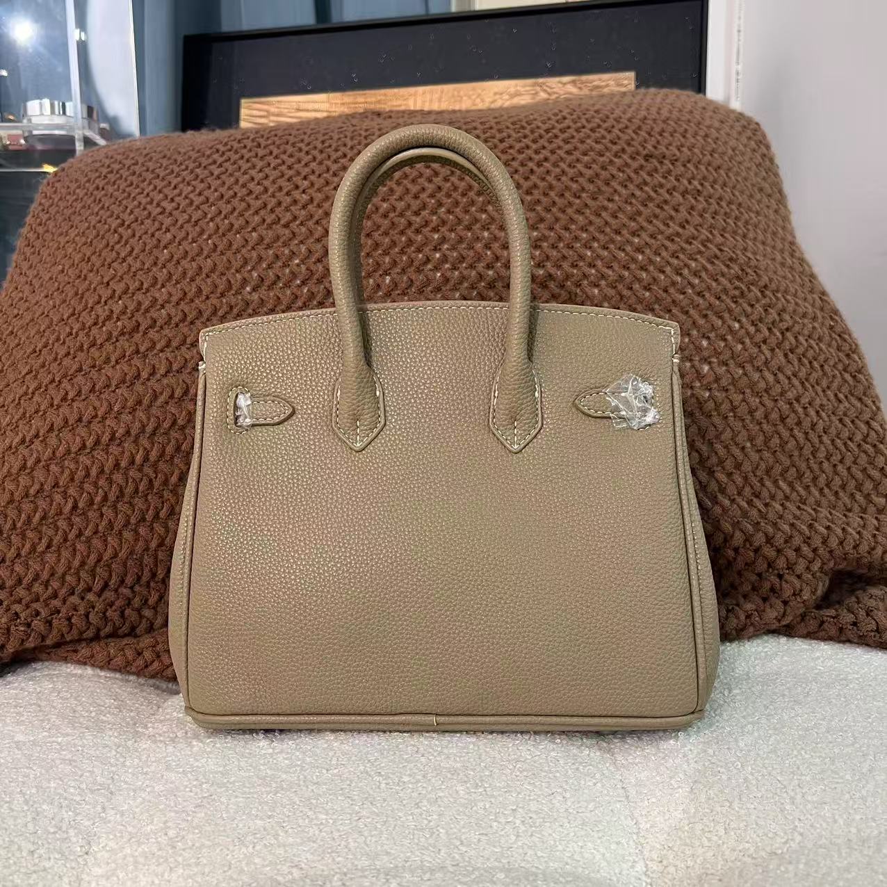 HM498 C25新款单肩斜跨手提大象灰中号铂金包