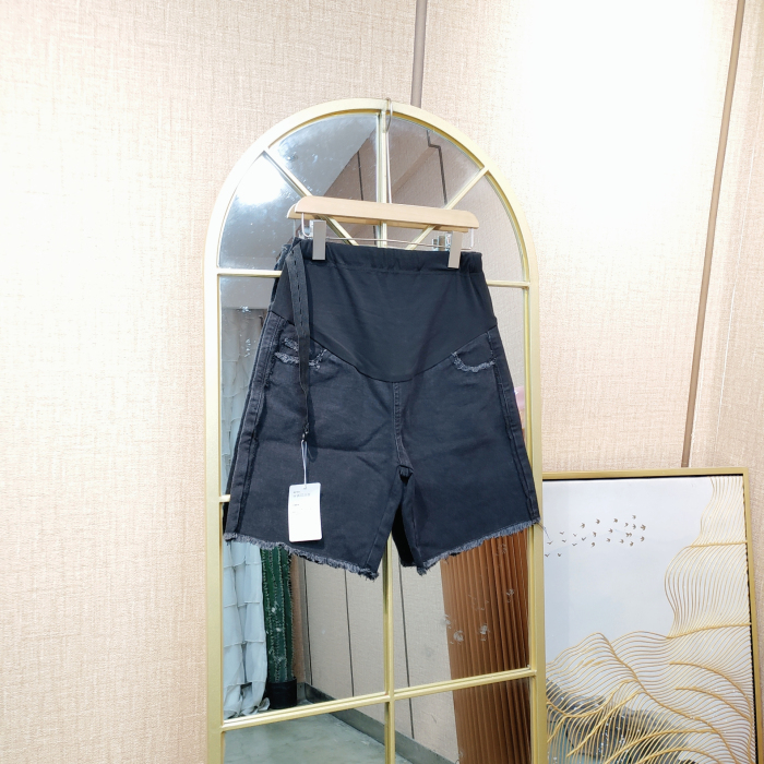 HL46孕妇黑色牛仔短裤M90-120 XXL150