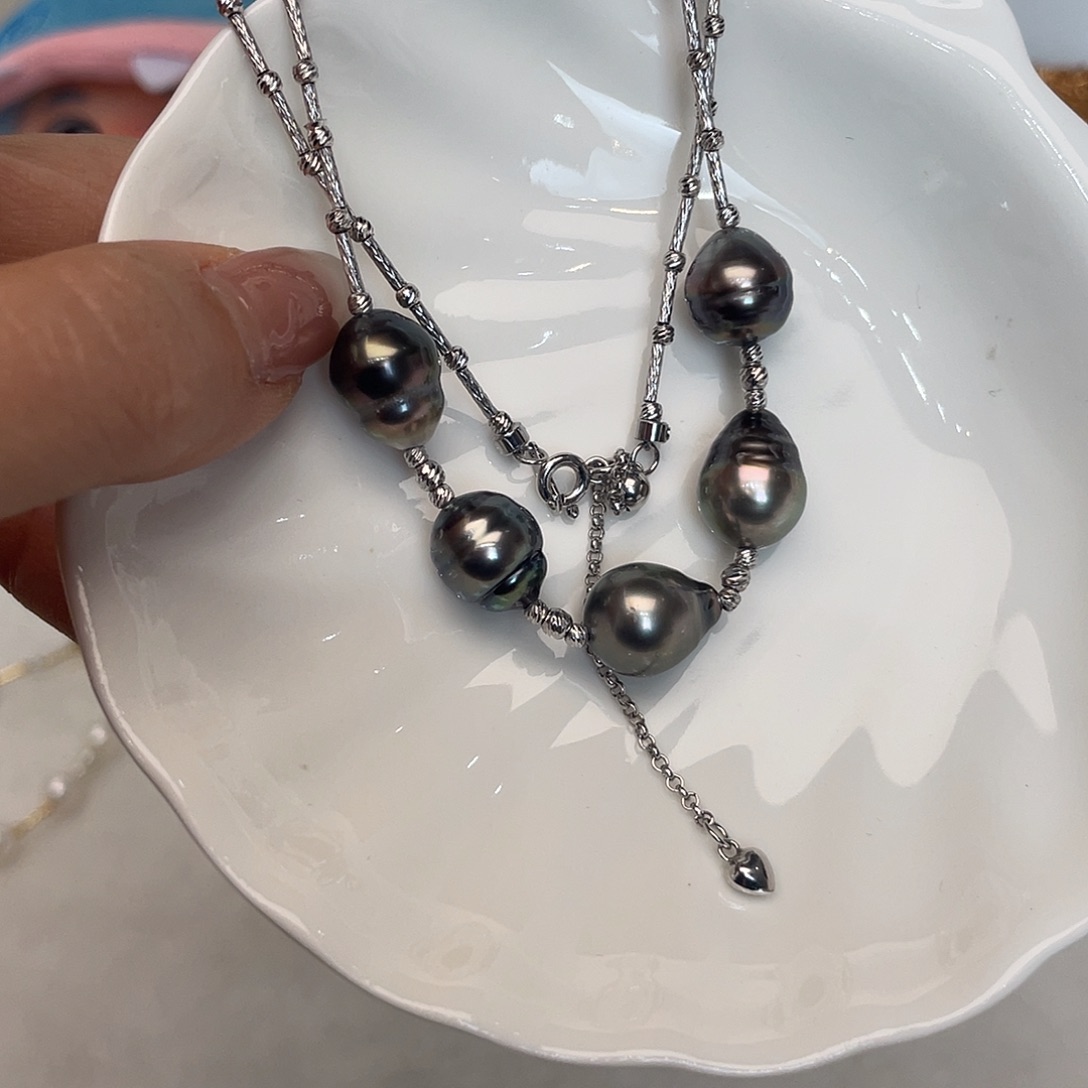 银S925镶嵌项链海水珍珠