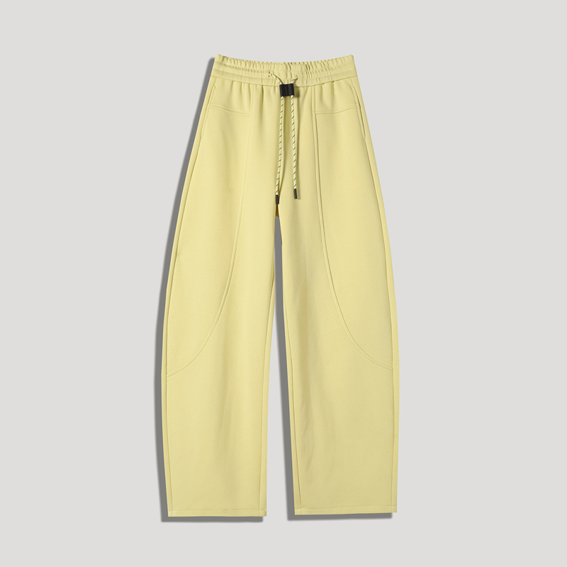 香蕉阔腿裤女春秋2025新款垂感慵懒糯米针织宽松直筒白色运动卫裤