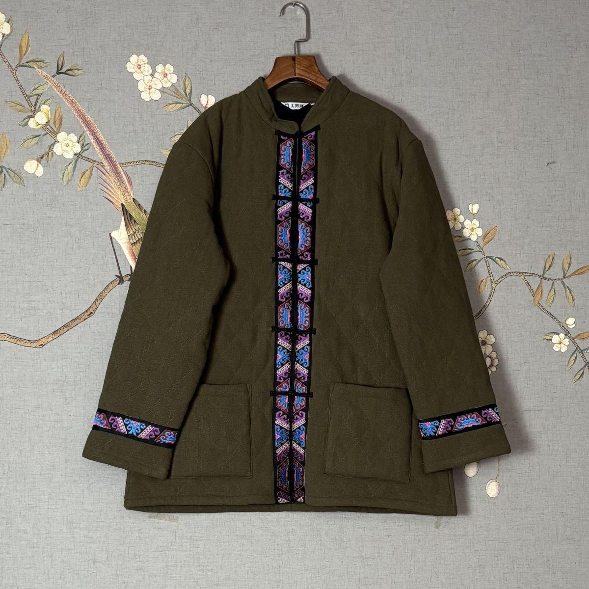 土家妹（工厂清仓）冬款加绒棉麻土家族苗族传统民族服男上衣1092