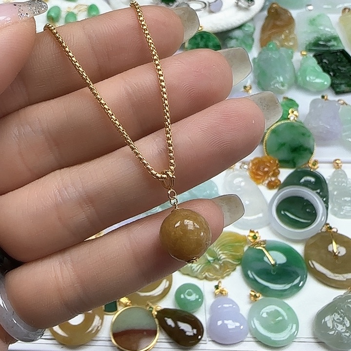 翡翠颈饰未镶嵌万能扣珠珠吊坠