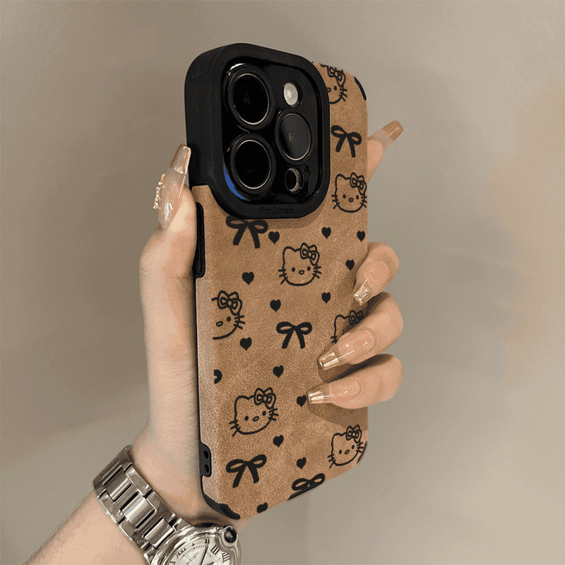 复古翻毛皮猫咪适用16promax手机壳14新款iphone15套卡通1314