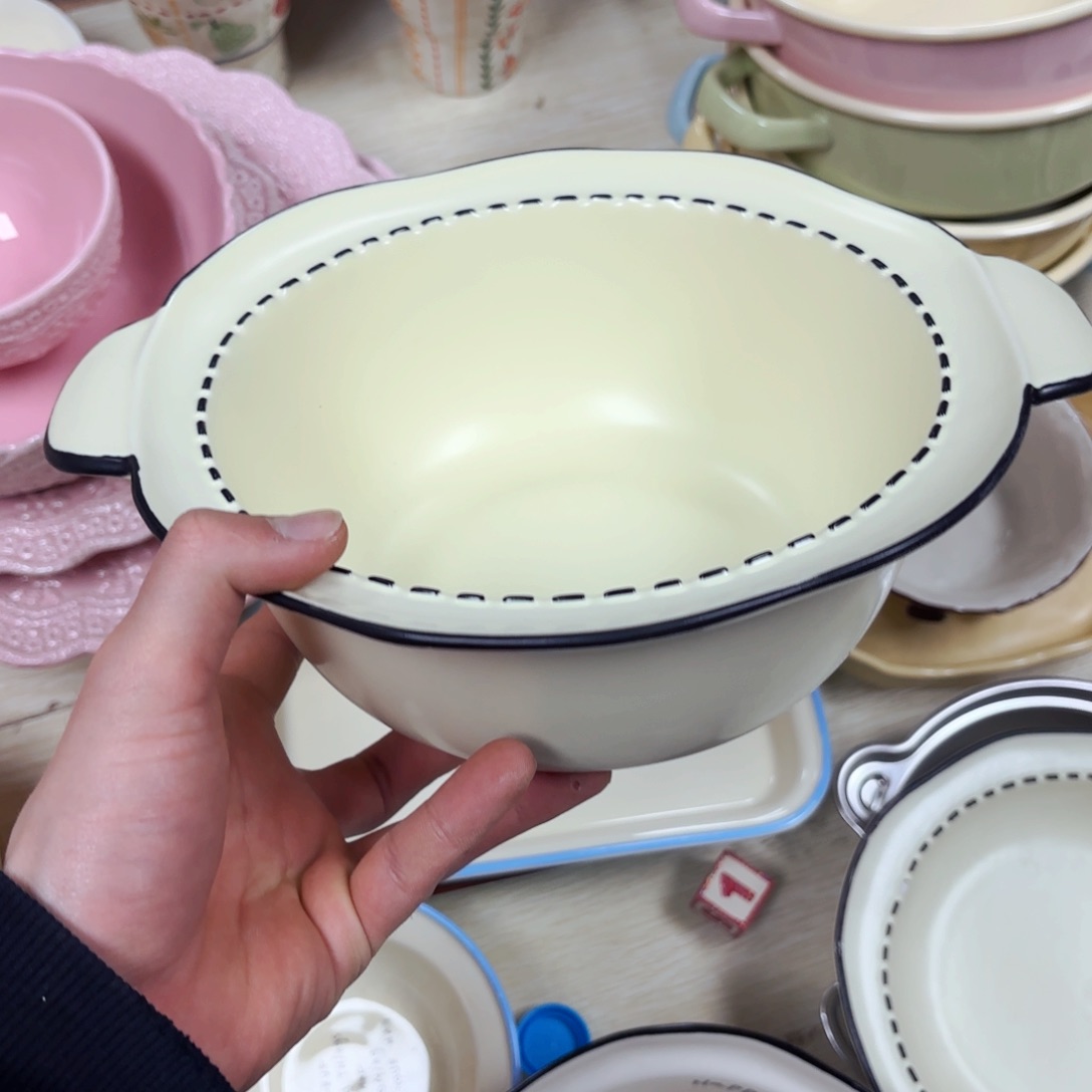 白瓷木兰溪双耳十寸大汤盆