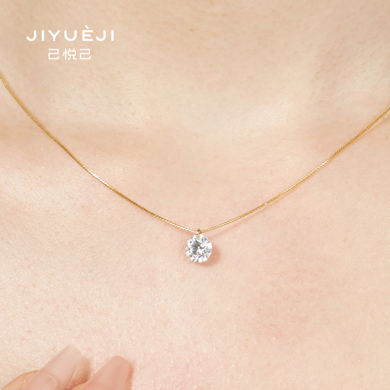 1克拉人鱼泪项链18K金培育钻石K黄TY2502