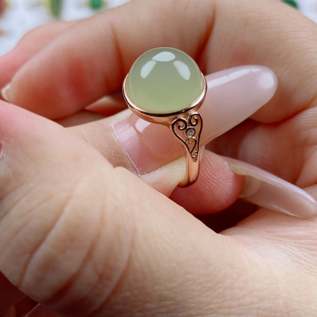 银S925镶嵌戒指和田玉