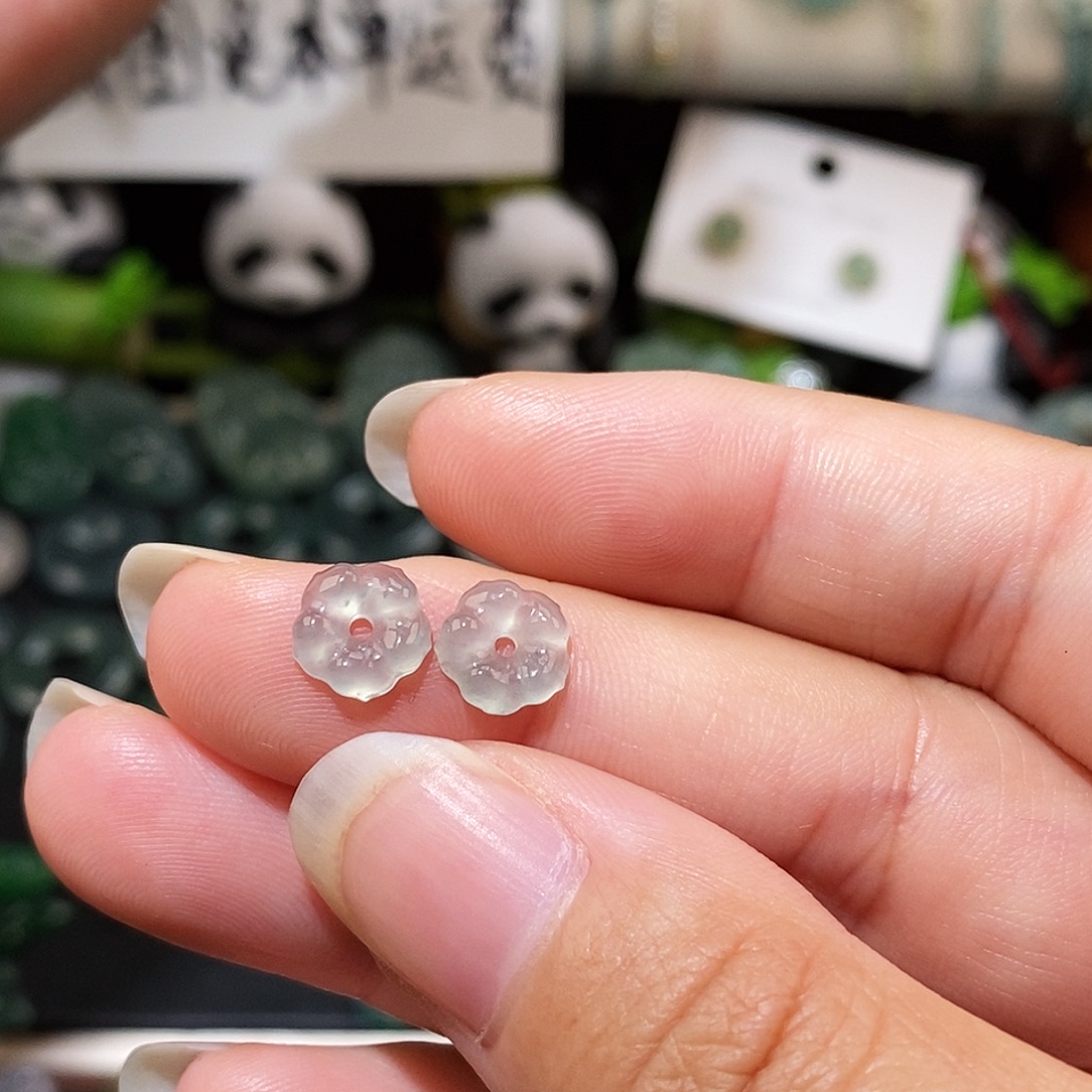 ****晴翡翠未镶嵌颈饰冰种小花一对福利