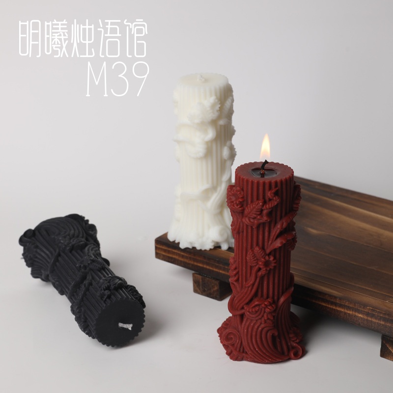 【M39】罗马柱-42度-花柱-鎏金-情调香薰蜡烛-低温蜡烛--可撕拉