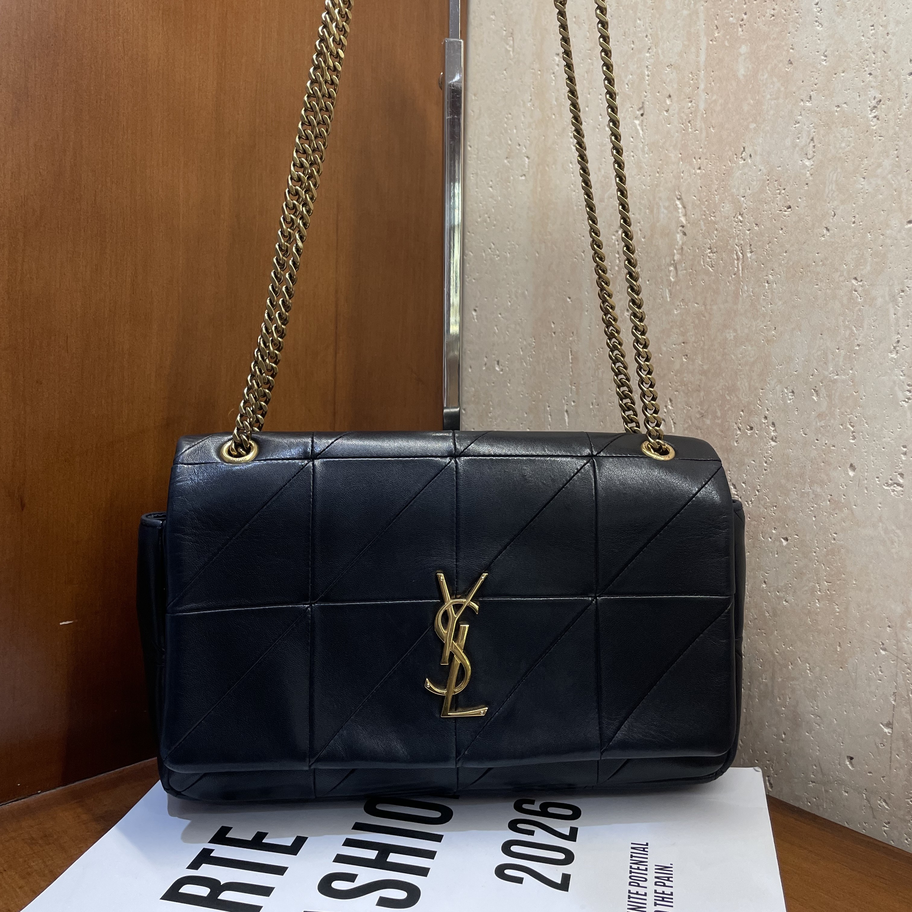 95新 YSL/圣罗兰 4950  黑金小号Jamie单肩包 羊皮22年带尘袋