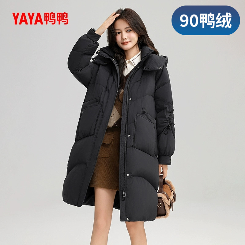 YAYA/鸭鸭冬女中长款保暖加厚羽绒服外套秋冬款YE4B610802H