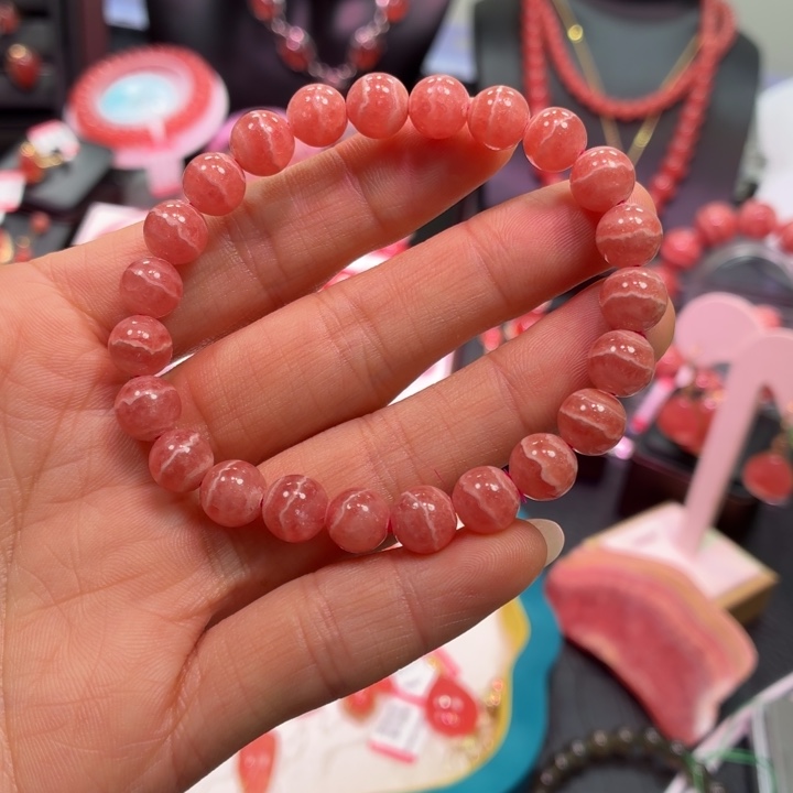 菱锰矿（红纹石）未镶嵌手串