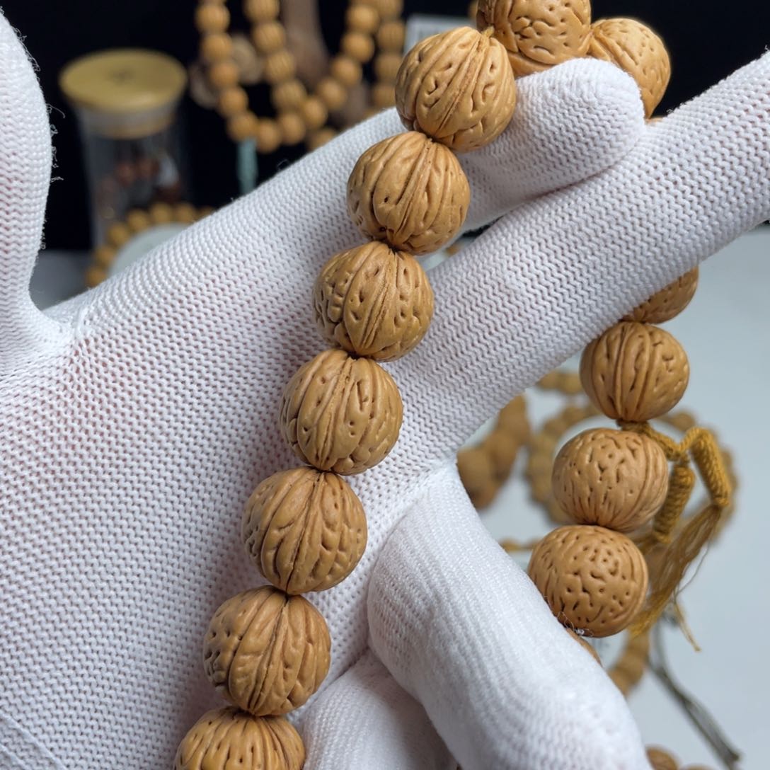 桃核手串17+野生大开口桃核