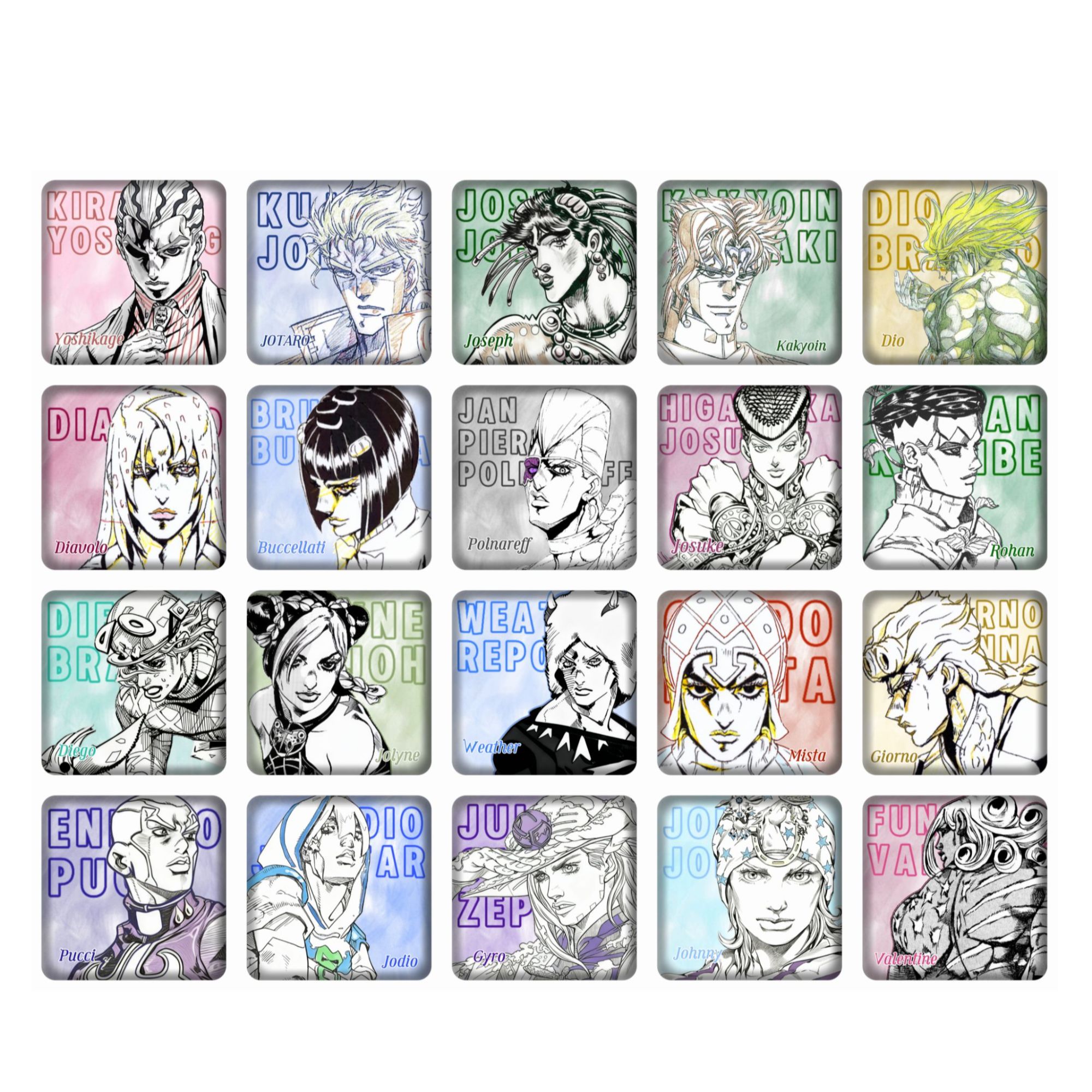 【现货】【JOJO】jojo线稿方吧唧（默认代拆）【非官谷介意勿拍】