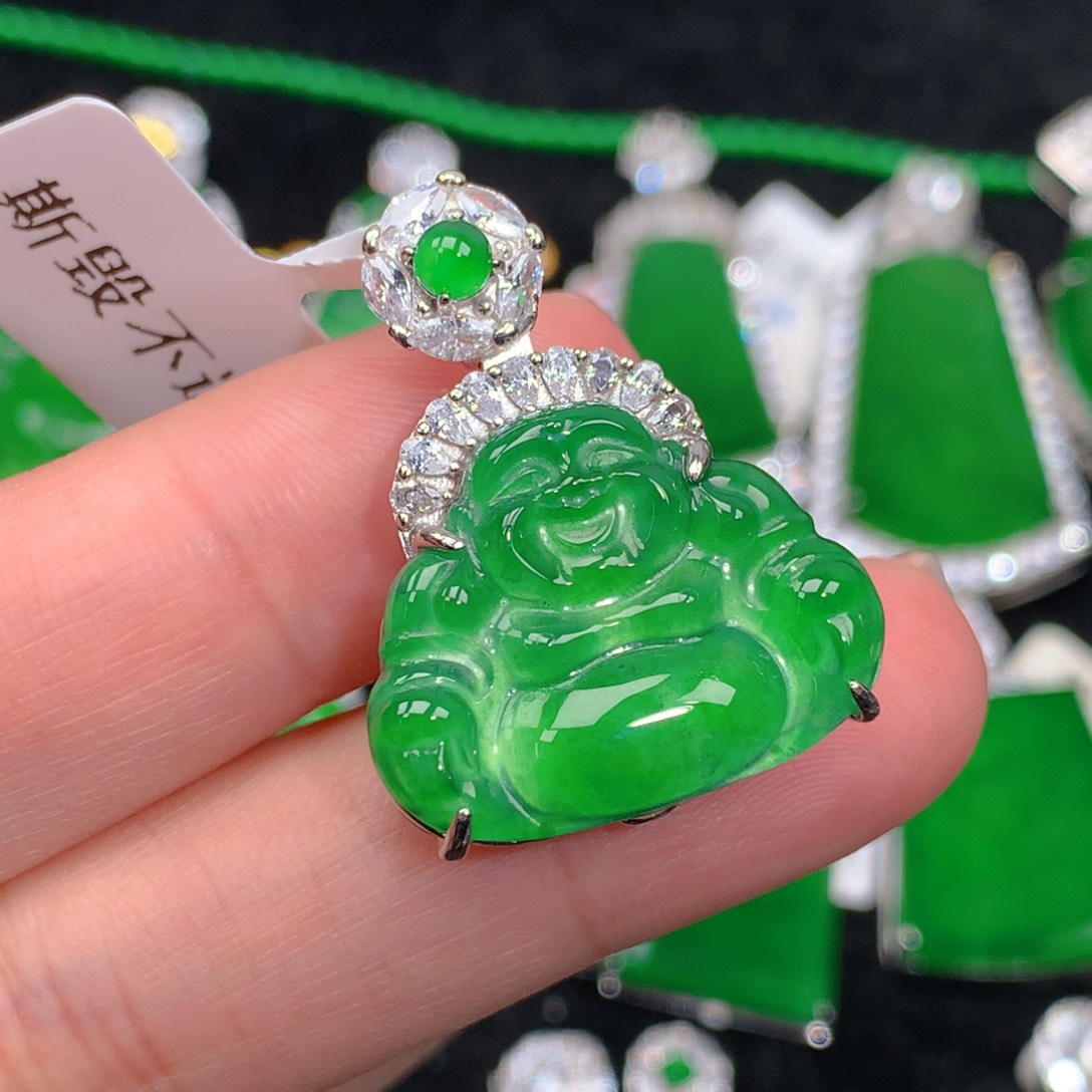 翡翠吊坠(不含链)银S925镶嵌