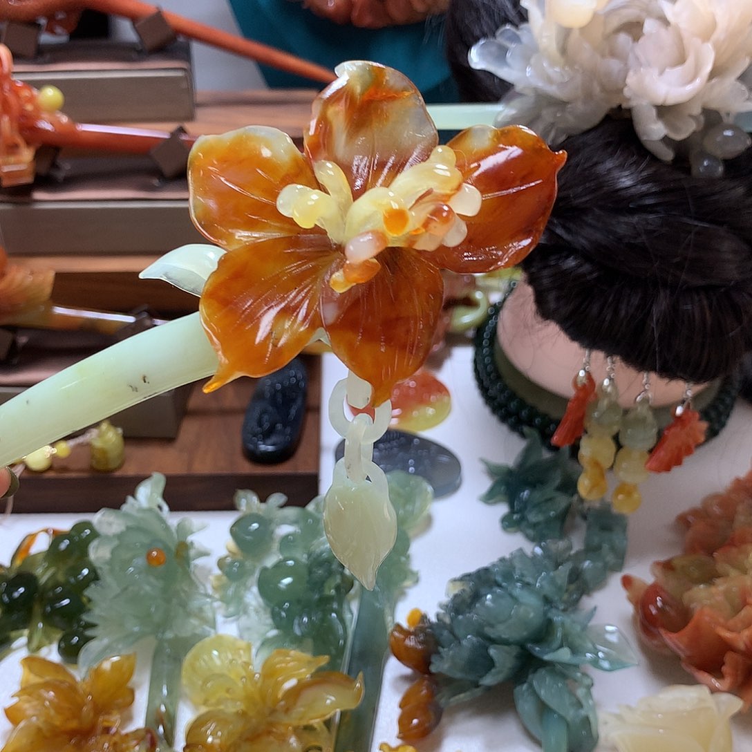 蛇纹石玉合金发饰