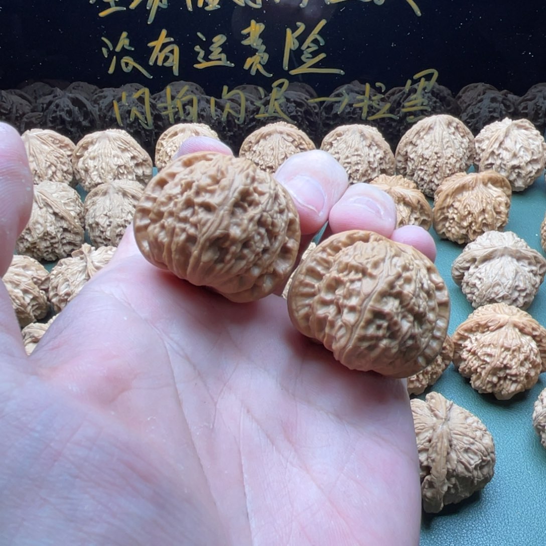 核桃把件36小球白狮子，已经打底