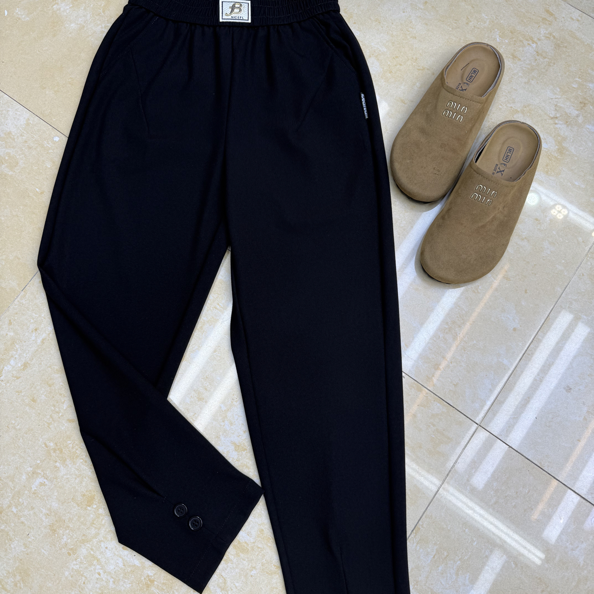 1099，8880夏新款小米格九分哈伦裤240克