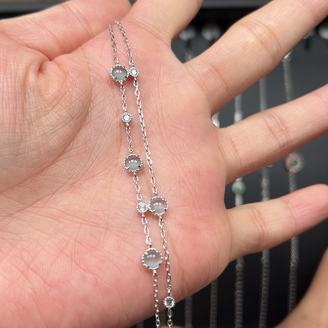 翡翠银S925镶嵌手链