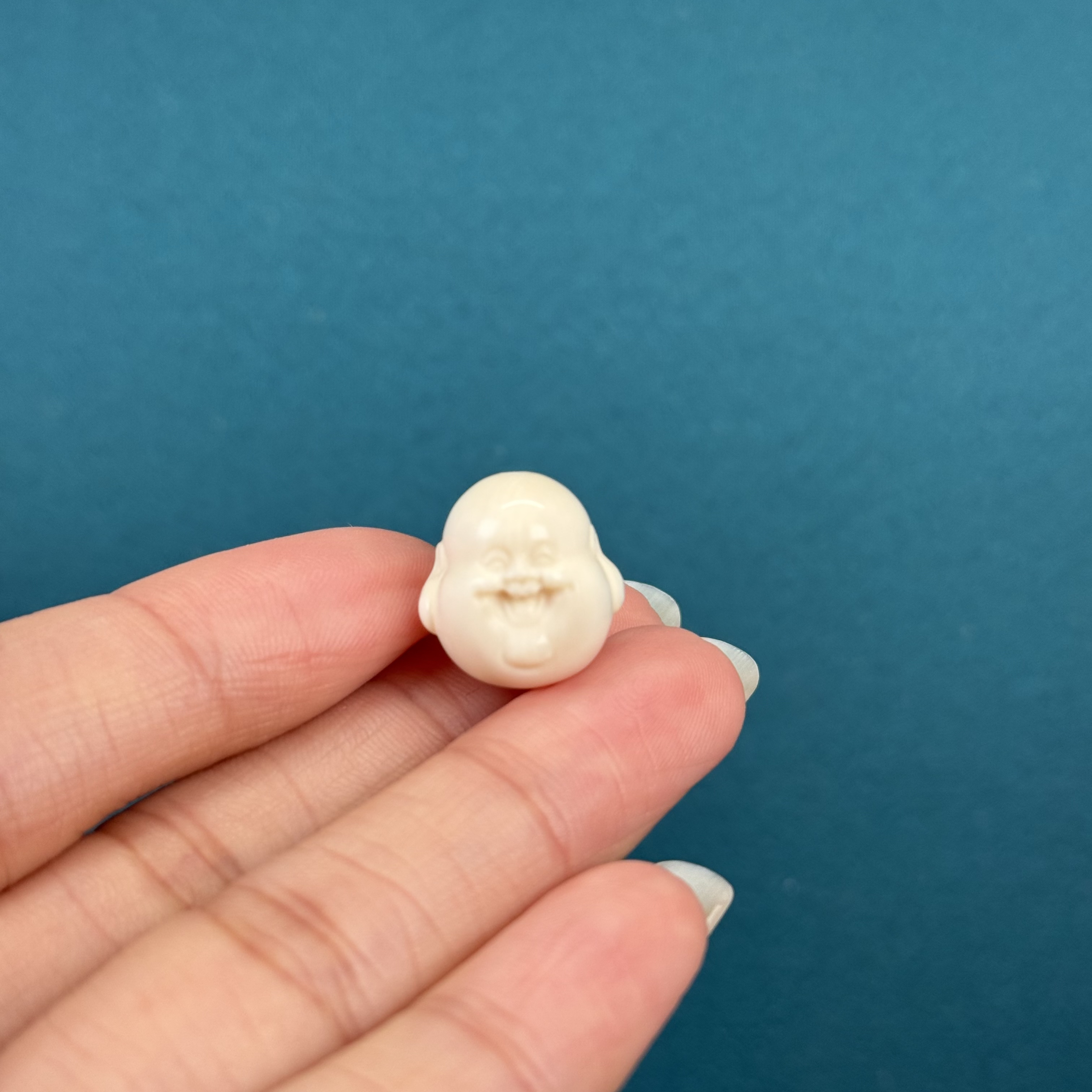 H28-64天然猛犸牙 弥勒佛头14.5*15.3mm支持复检假一罚十